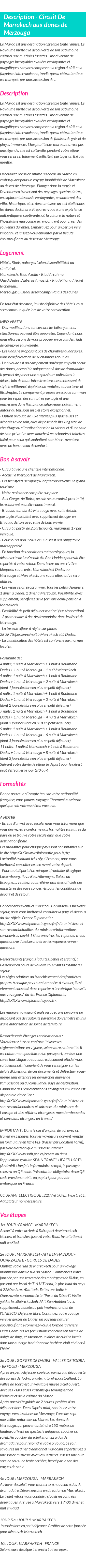 Détails du séjour