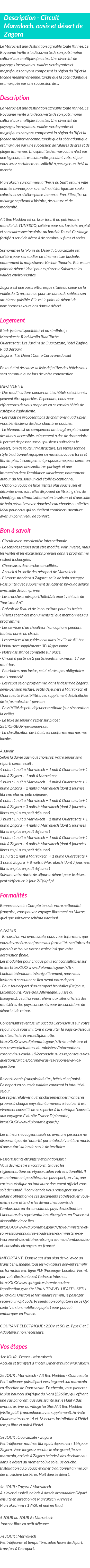 Détails du séjour