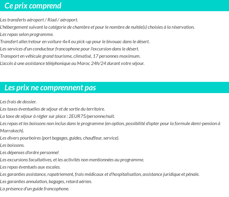 Conditions tarifaires