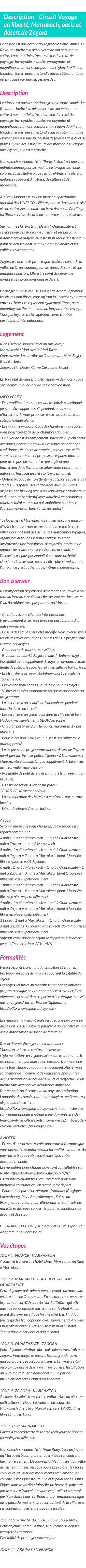 Détails du séjour