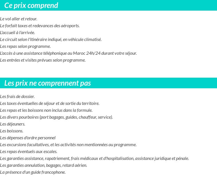 Conditions tarifaires