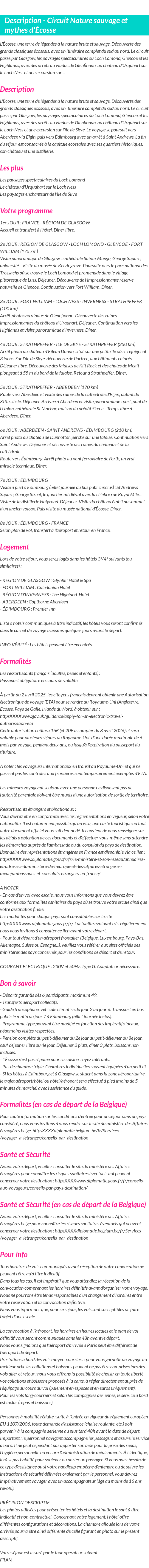 Détails du séjour