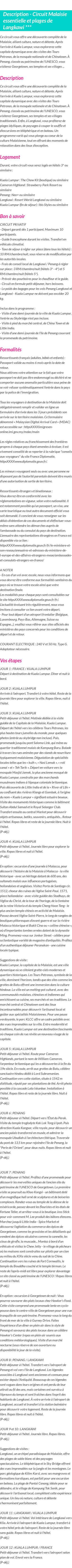 Détails du séjour