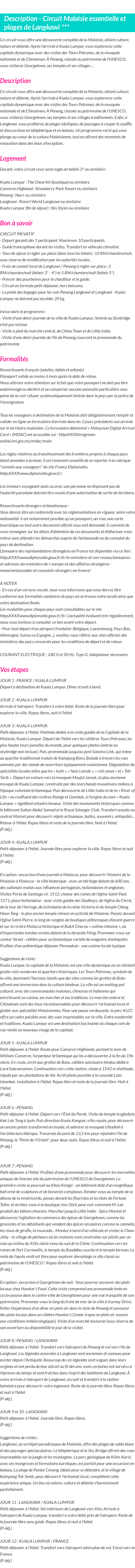 Détails du séjour