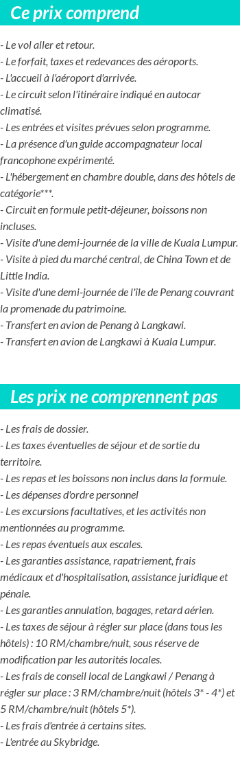 Conditions tarifaires