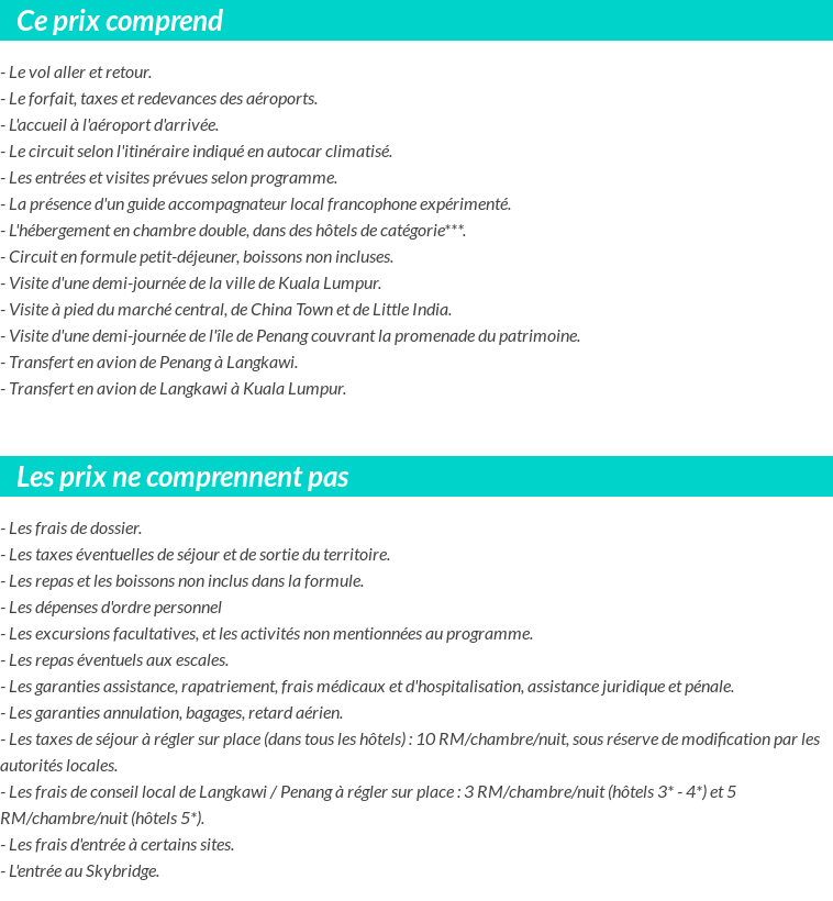Conditions tarifaires
