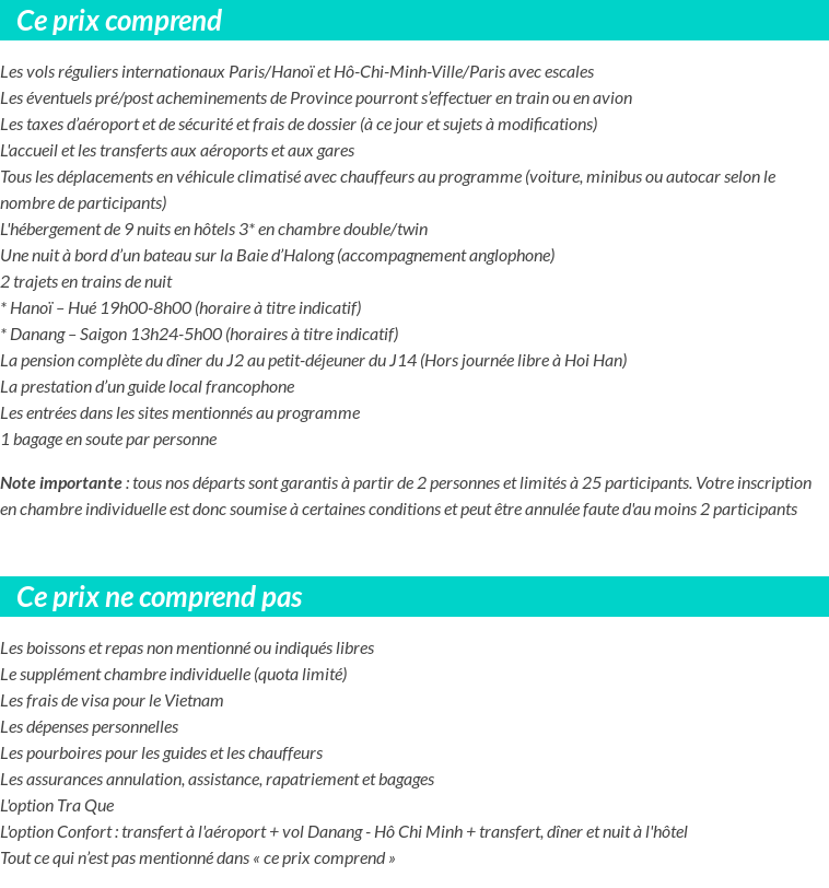 Conditions tarifaires
