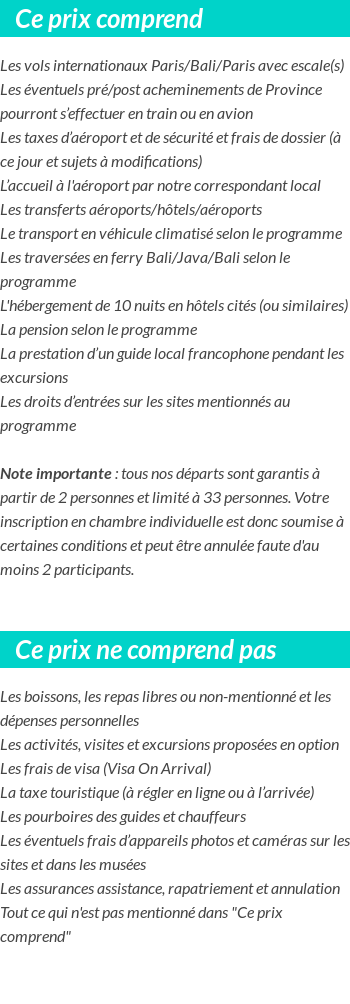 Conditions tarifaires