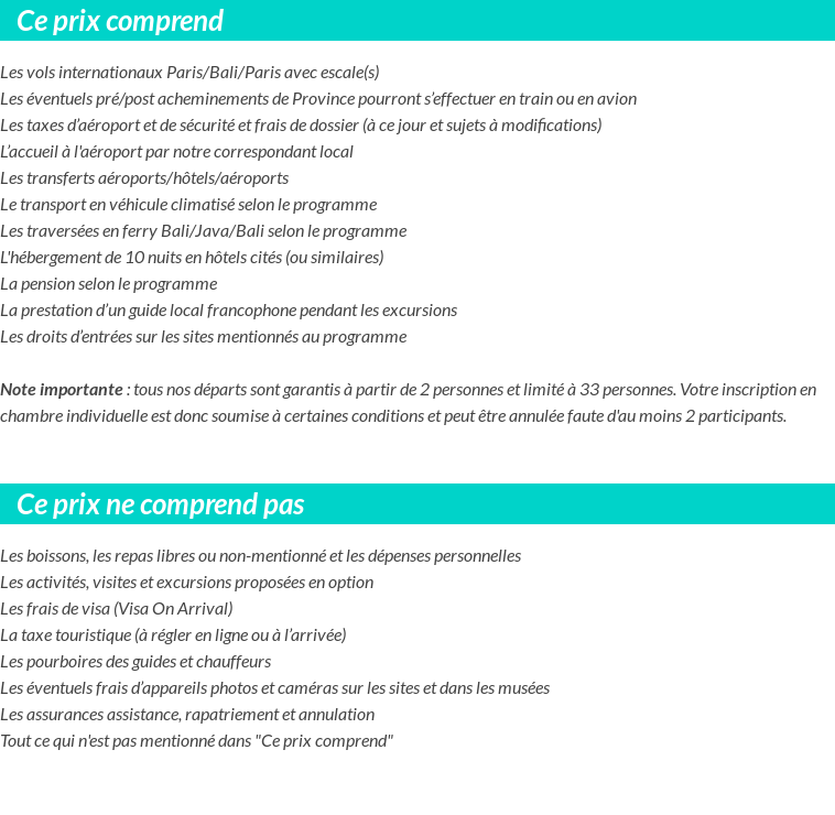 Conditions tarifaires