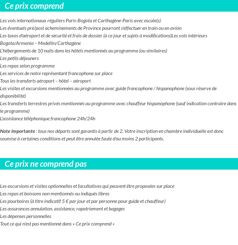 Conditions tarifaires