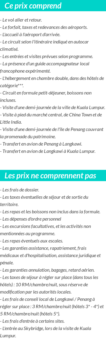 Conditions tarifaires