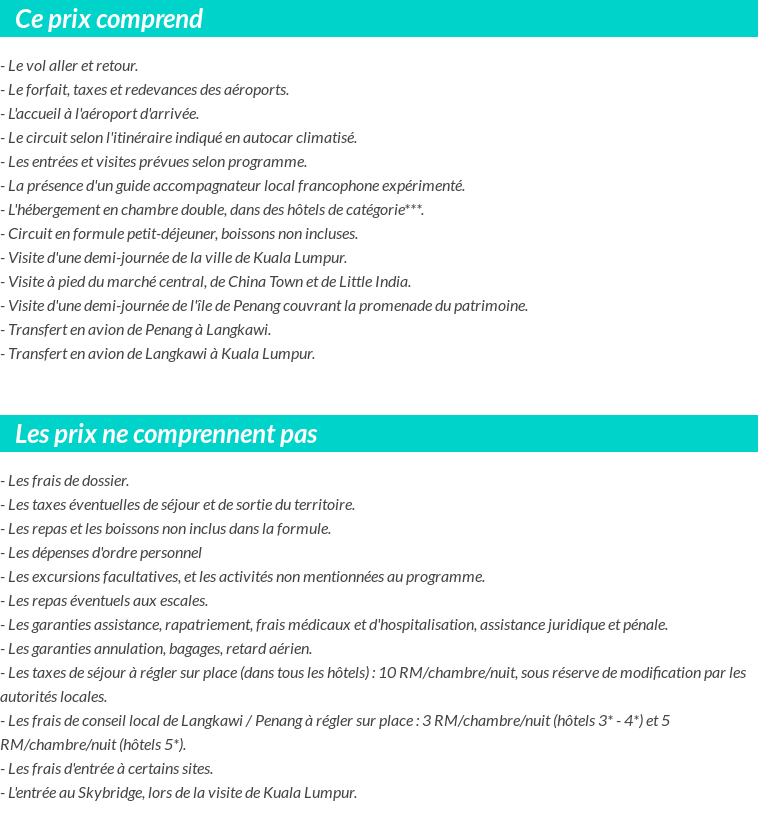 Conditions tarifaires