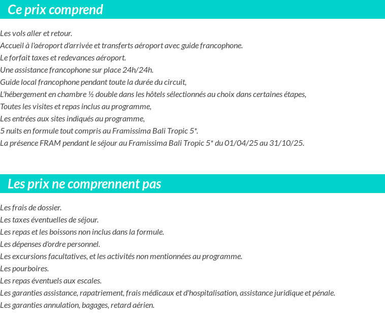 Conditions tarifaires