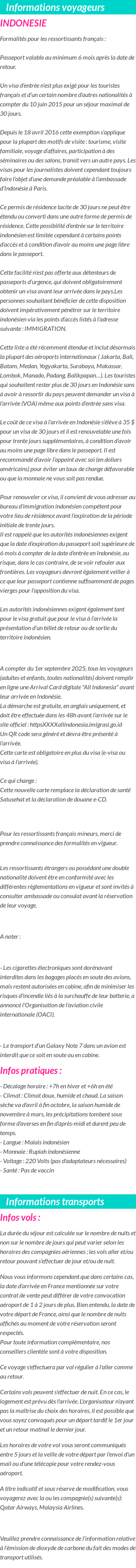 Formalités et infos voyageurs