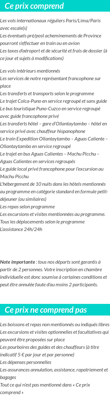 Conditions tarifaires