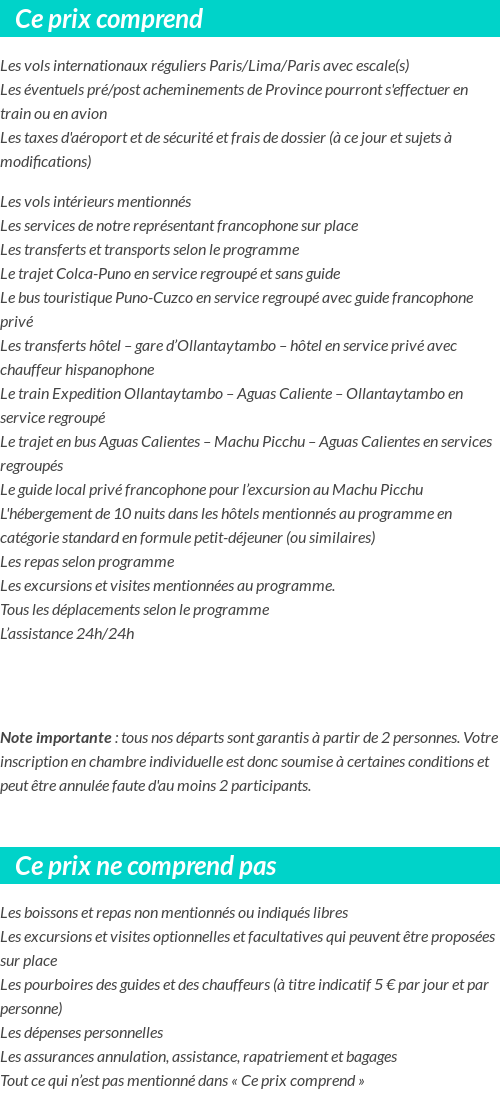 Conditions tarifaires