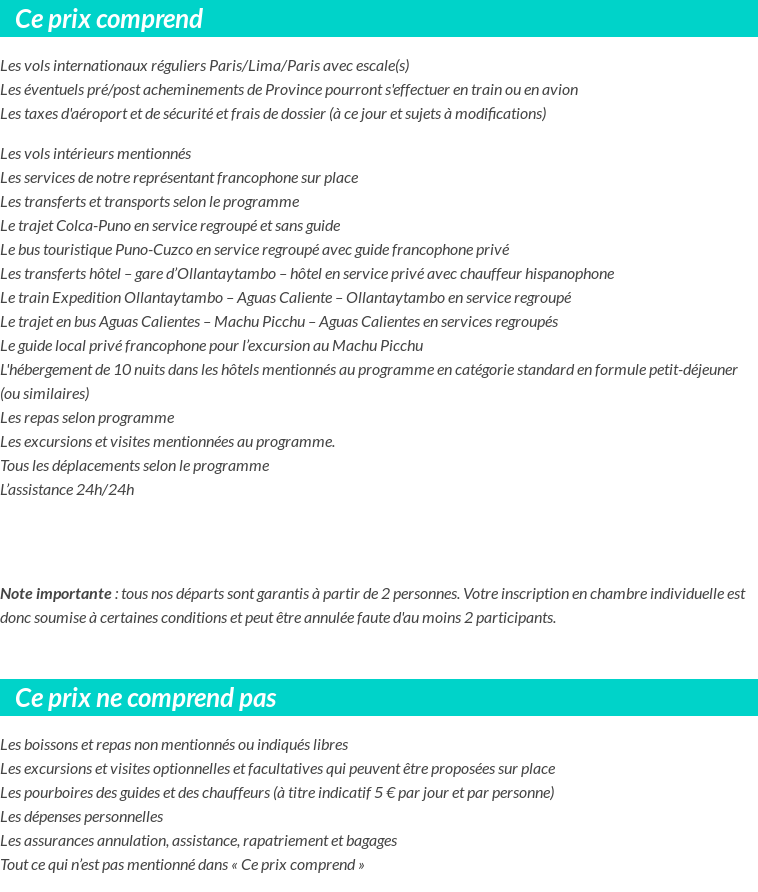 Conditions tarifaires