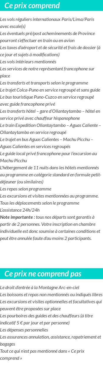 Conditions tarifaires