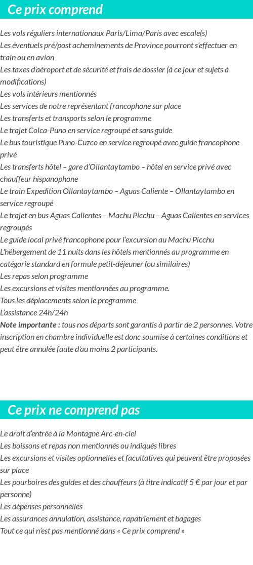 Conditions tarifaires