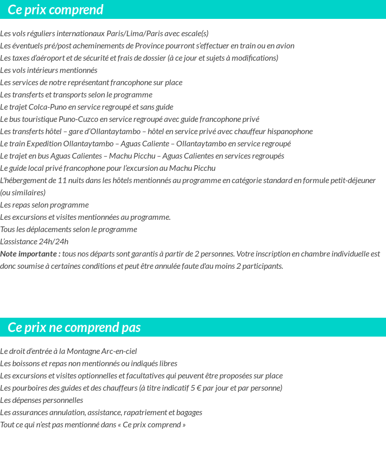 Conditions tarifaires