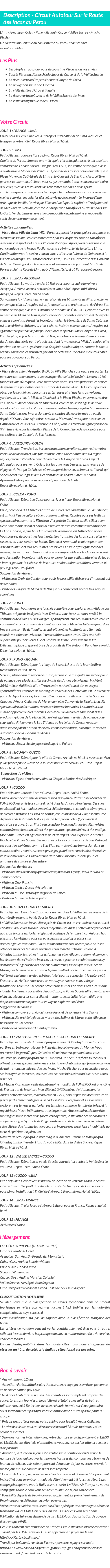 Détails du séjour