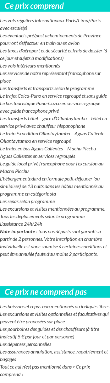 Conditions tarifaires