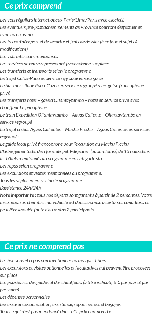 Conditions tarifaires