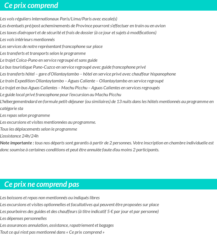 Conditions tarifaires
