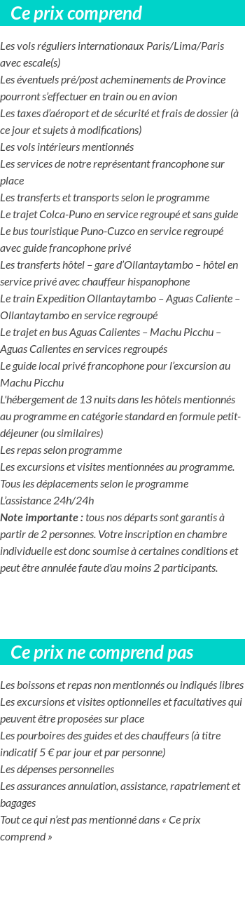 Conditions tarifaires