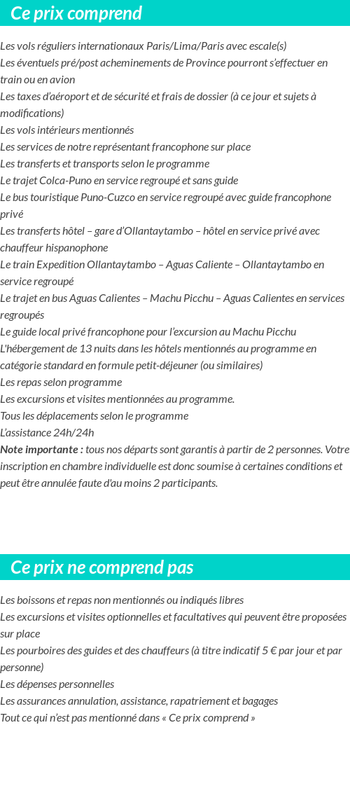 Conditions tarifaires