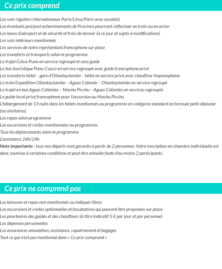 Conditions tarifaires