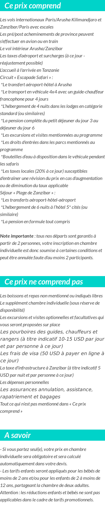 Conditions tarifaires