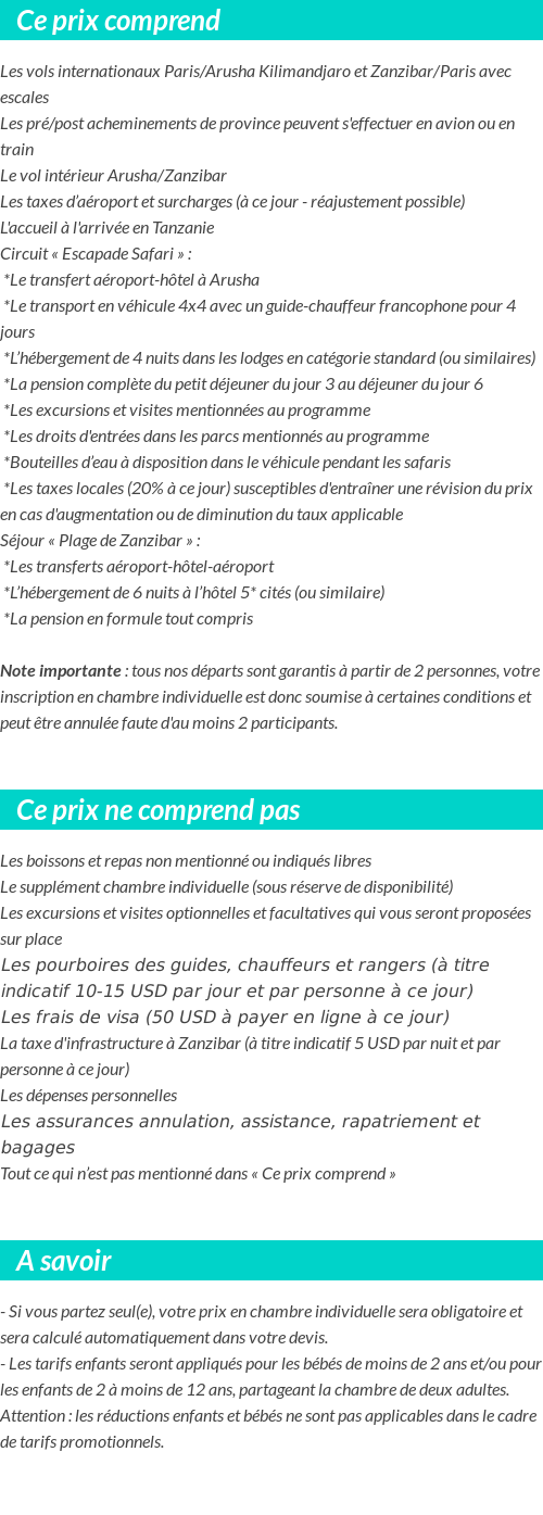 Conditions tarifaires