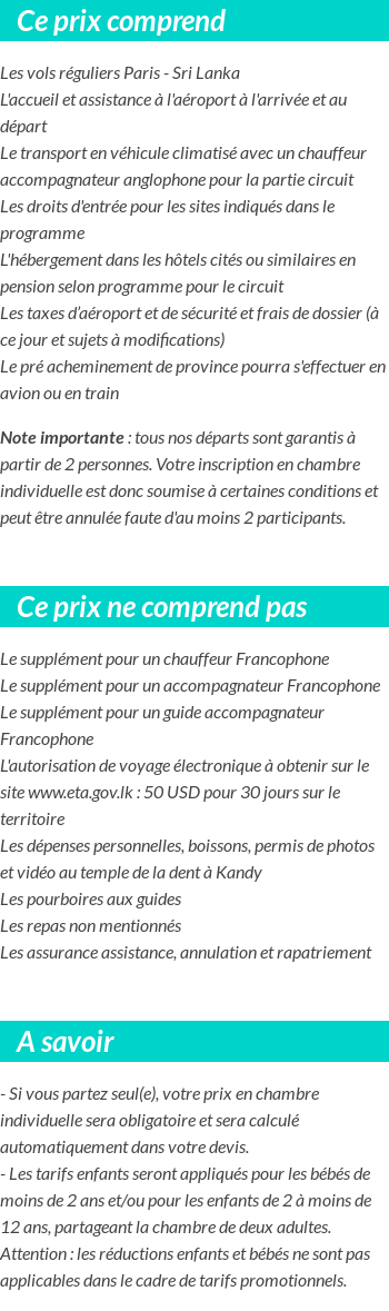 Conditions tarifaires