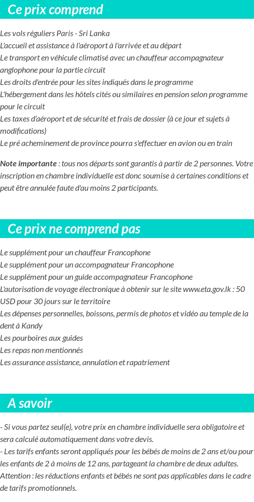 Conditions tarifaires