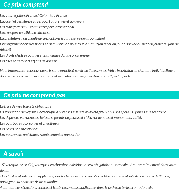 Conditions tarifaires