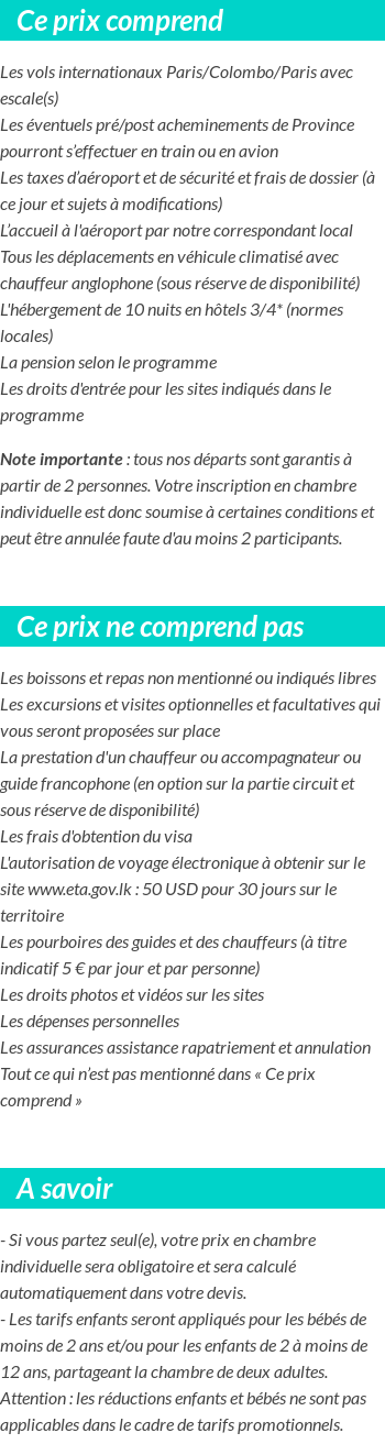 Conditions tarifaires