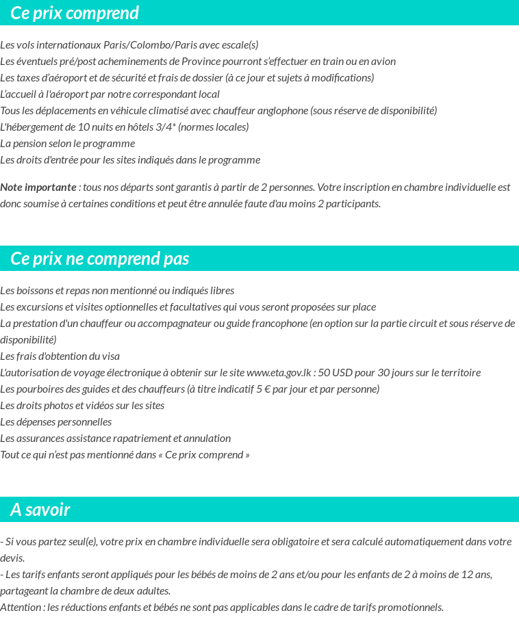 Conditions tarifaires