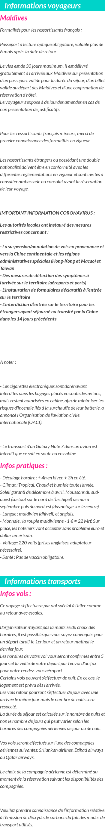 Formalités et infos voyageurs