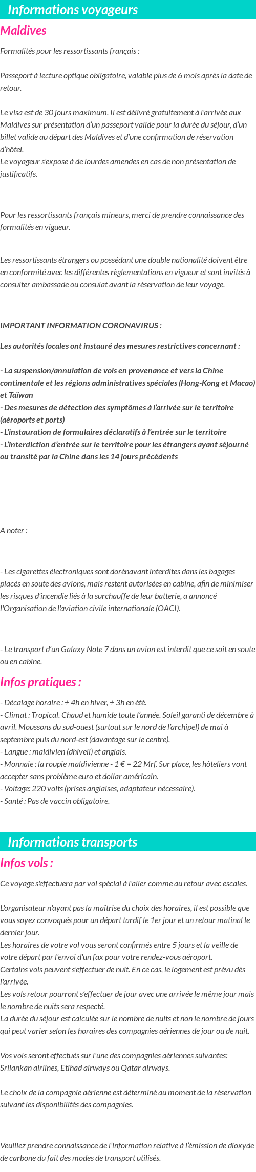 Formalités et infos voyageurs