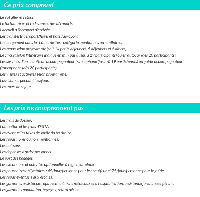 Conditions tarifaires
