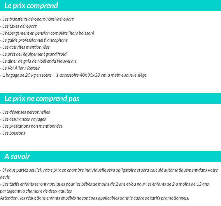 Conditions tarifaires