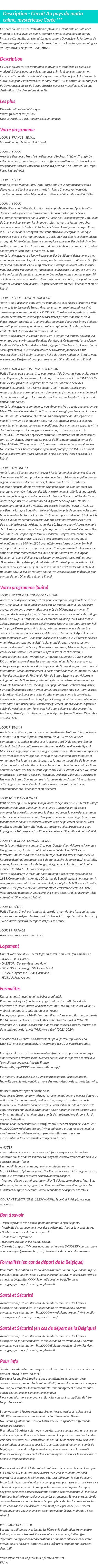 Détails du séjour