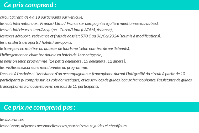 Conditions tarifaires