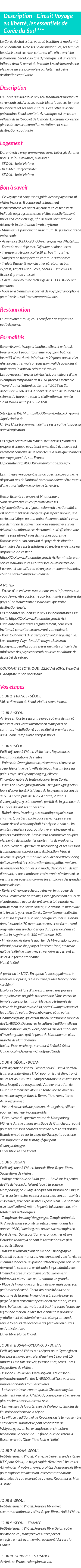 Détails du séjour