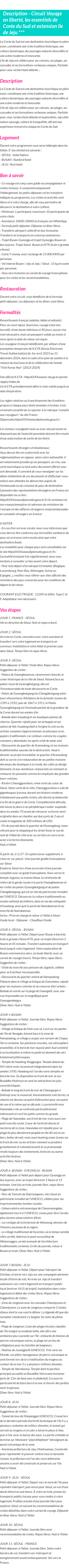 Détails du séjour