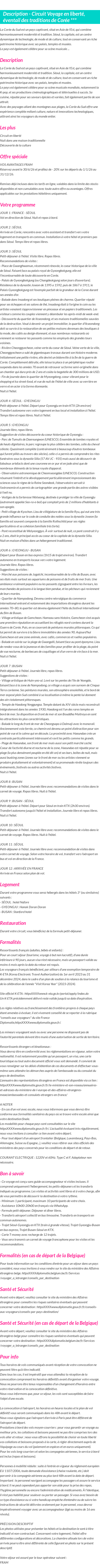 Détails du séjour