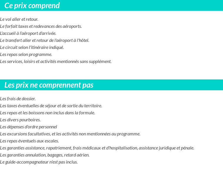 Conditions tarifaires