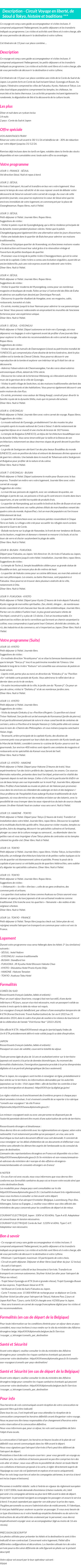 Détails du séjour