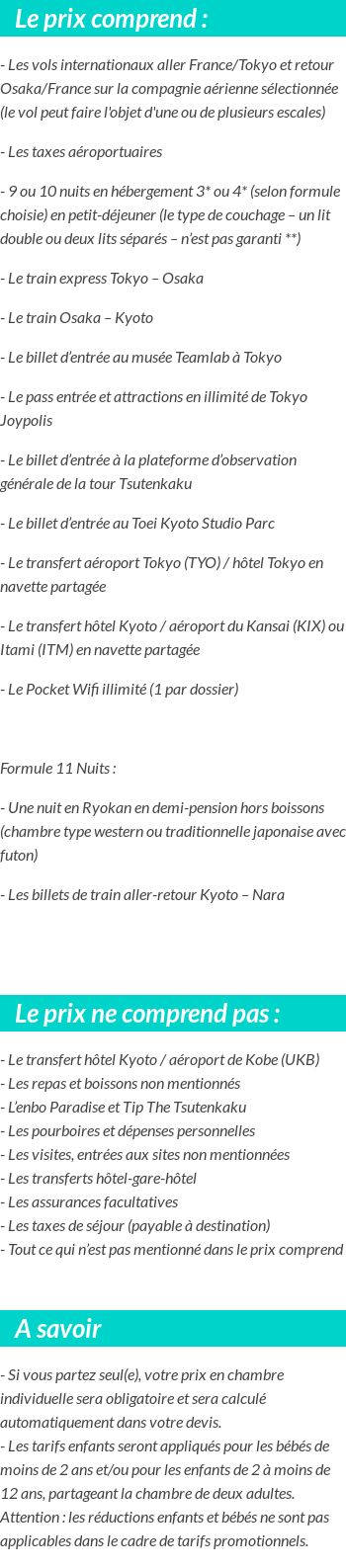 Conditions tarifaires